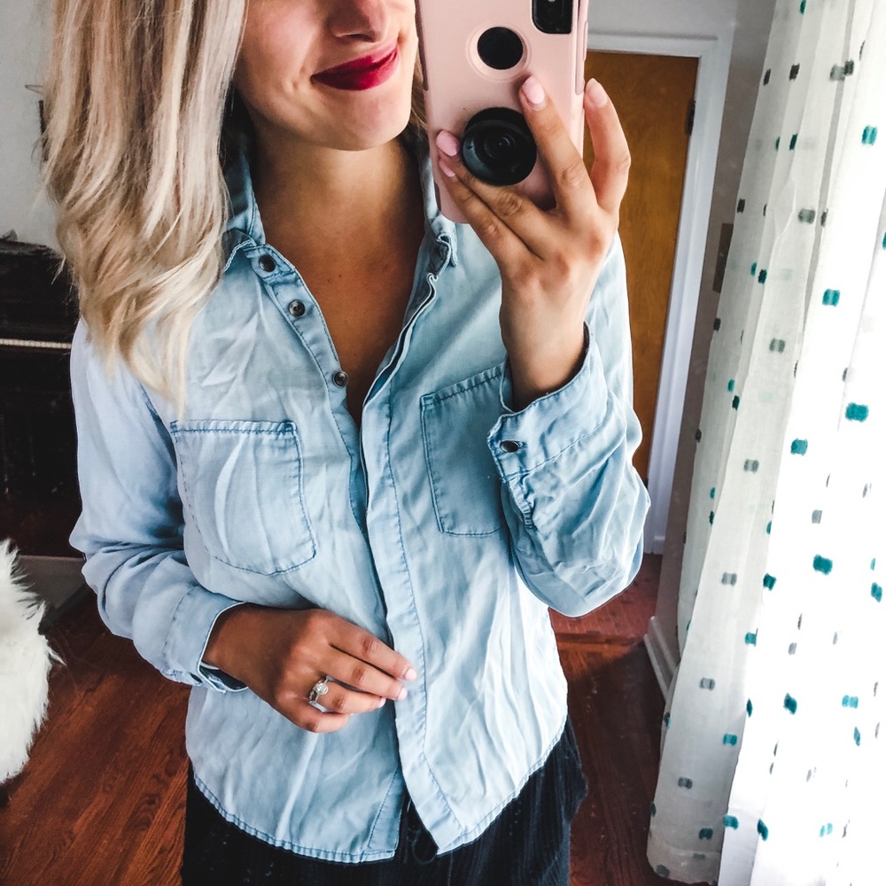 H&M Blue Chambray Shirt 2 - Picture 1 of 5